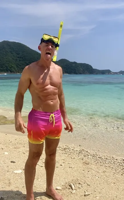 Customer photo from Anthony R. review of Faded Saffron Swim Shorts