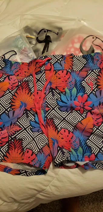 Customer photo from James B. review of Flower Squared Black Swim Shorts - 3"