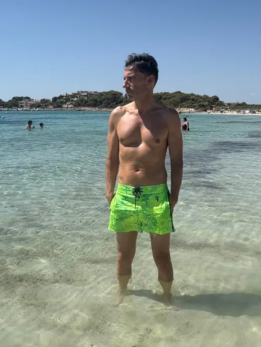 Customer photo from Ernesto C. review of Splatter Swim Shorts Green - 3"