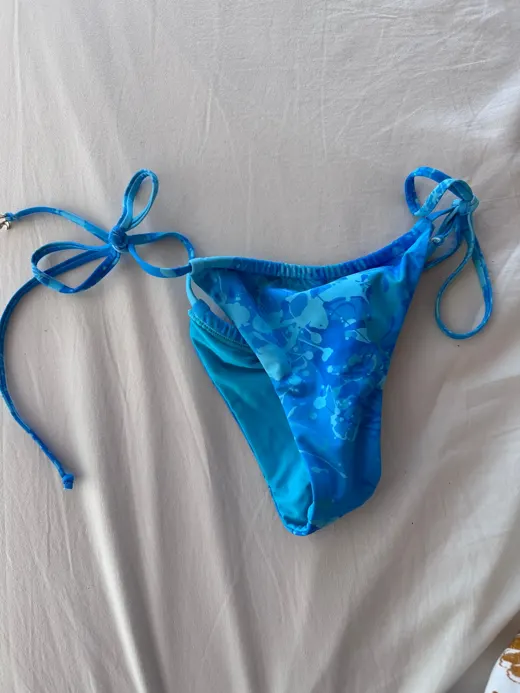 Customer photo from Rene Z. review of Splatter Blue Bikini Bottom