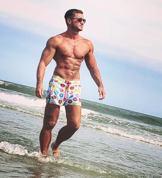 Customer photo from Kale H. review of Donut Blue Swim Shorts - 3"