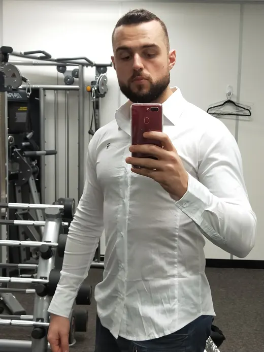 Customer photo from Daniel Z. wearing Lux Shirt White